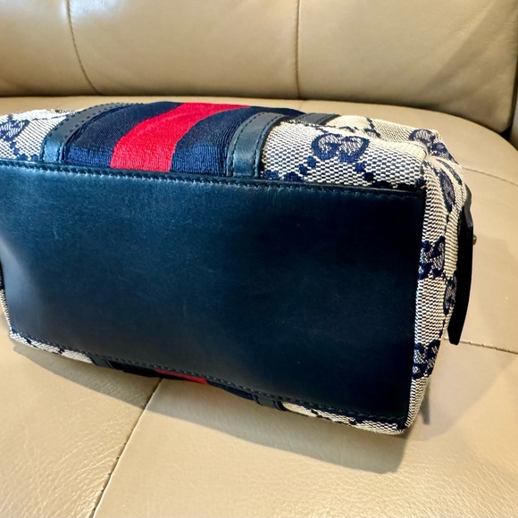 Sold x x GUCCI GG supreme canvas cosmetic pouch red and blue web - Picture 11 of 14
